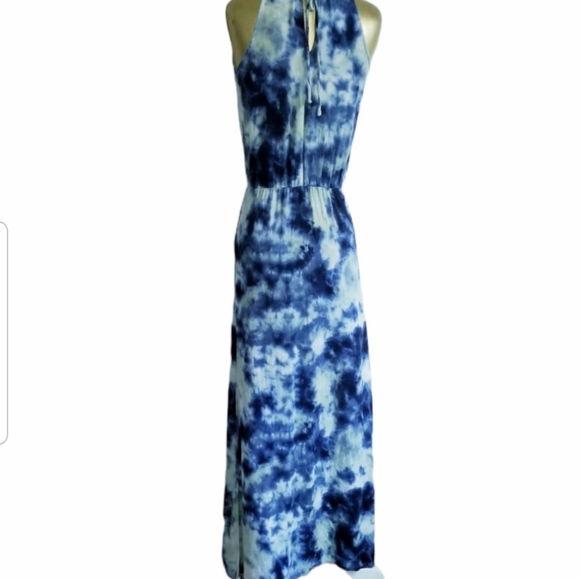 Halter Maxi Dress Tie Dye Side Slit Maxi Summer Dress - Picture 10 of 15
